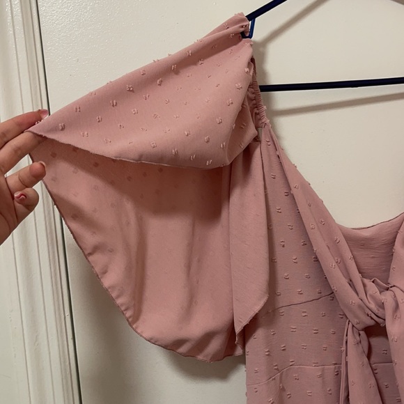 SHEIN Knot Front Ruffle Trim Tie Backless A-line Dress - Picture 2 of 8